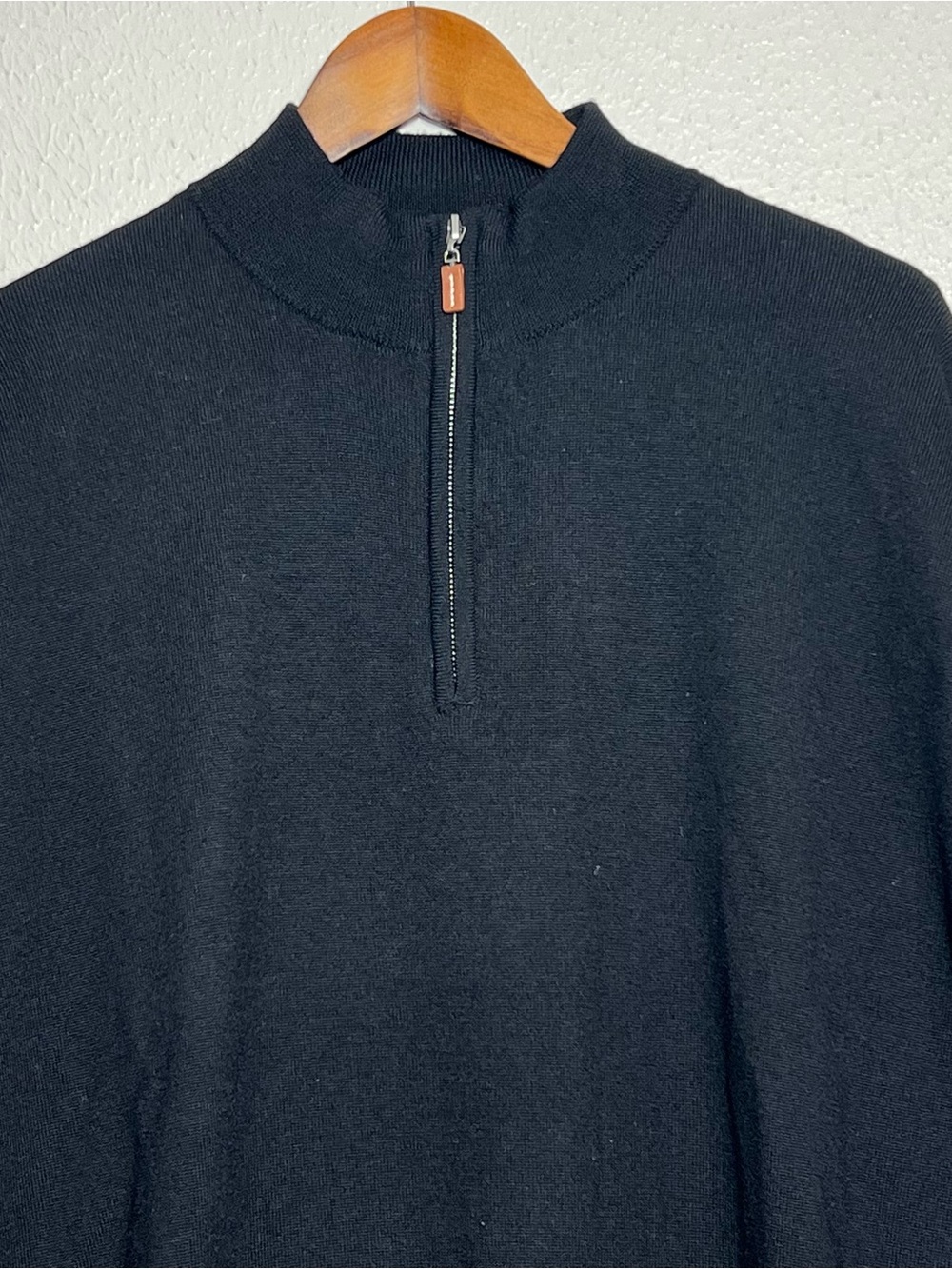Peter Millar Sweater Mens Size L Black Merino Wool 1/4 Zip Lined Pullover Golf